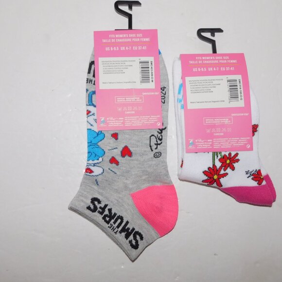 Set of 2 Pairs of SMURFS ( Smurfette ) Womens 6 - 9.5 ankle socks NEW - Picture 5 of 6